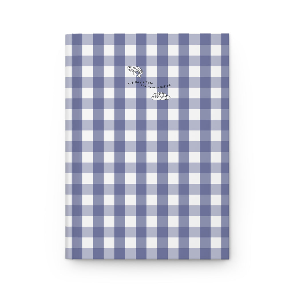 Navy Gingham Christian Journal | Matthew 14:20 Hardcover Notebook | Bible Study Journal | Faith Gift for Women | Prayer Journal | Christian Stationery