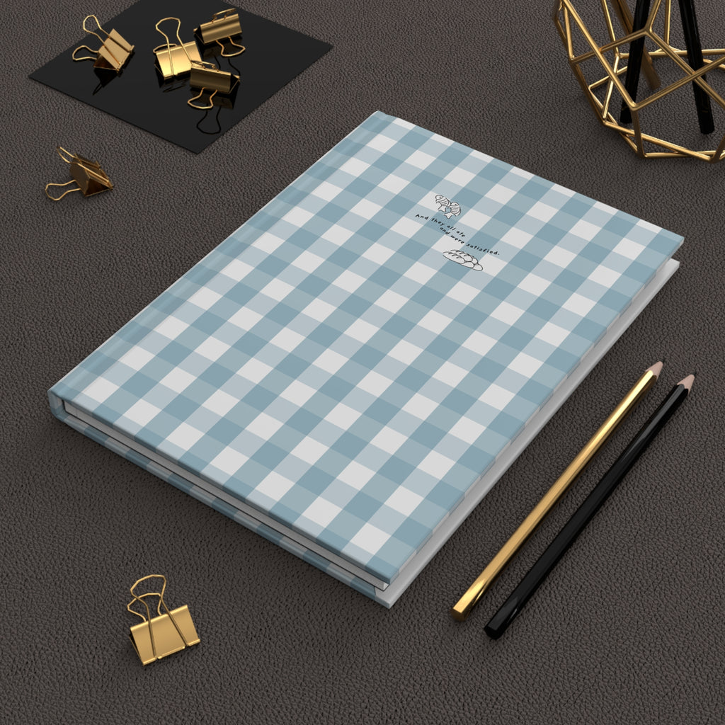 Blue Gingham Christian Journal | Matthew 14:20 Hardcover Notebook | Bible Study Journal | Faith Gift for Women | Prayer Journal | Christian Stationery