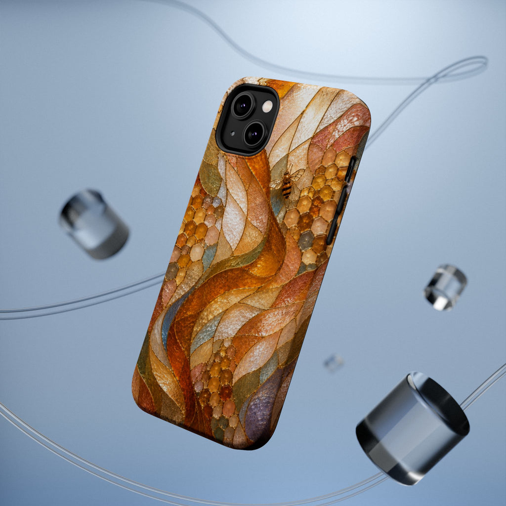 Abstract Amber Mosaic Phone Case — Magnetic Impact-Resistant iPhone Cover