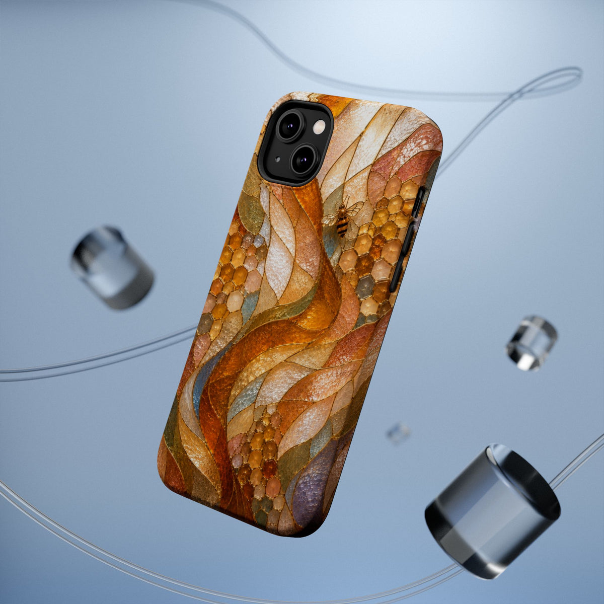 Abstract Amber Mosaic Phone Case — Magnetic Impact-Resistant iPhone Cover