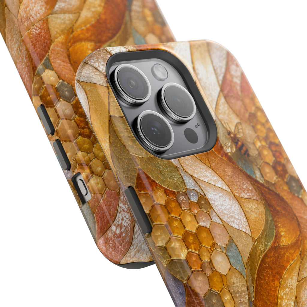 Abstract Amber Mosaic Phone Case — Magnetic Impact-Resistant iPhone Cover