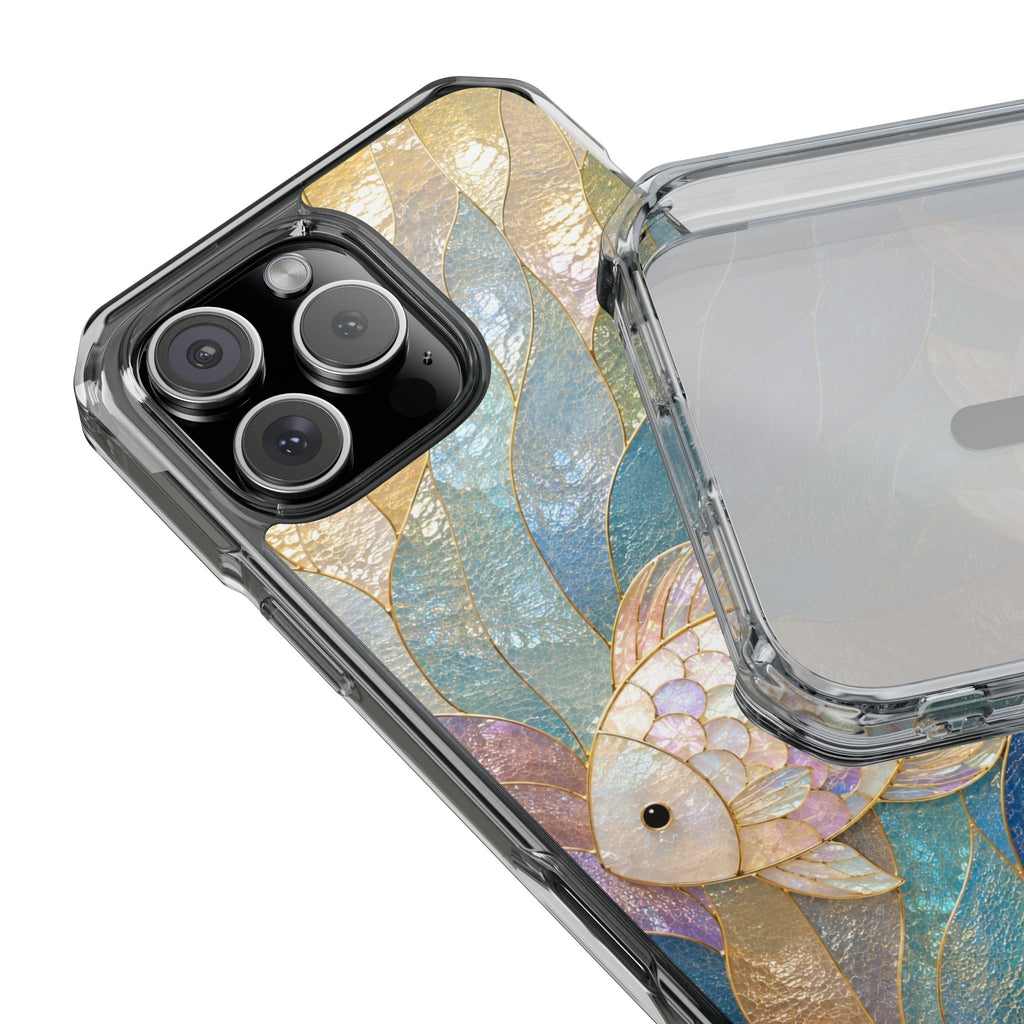 Trust and Know Clear Magnetic Phone Case — Iridescent Fish Mosaic Design