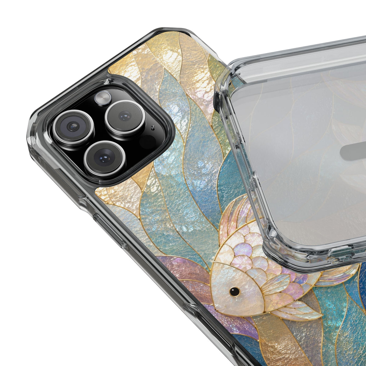 Trust and Know Clear Magnetic Phone Case — Iridescent Fish Mosaic Design