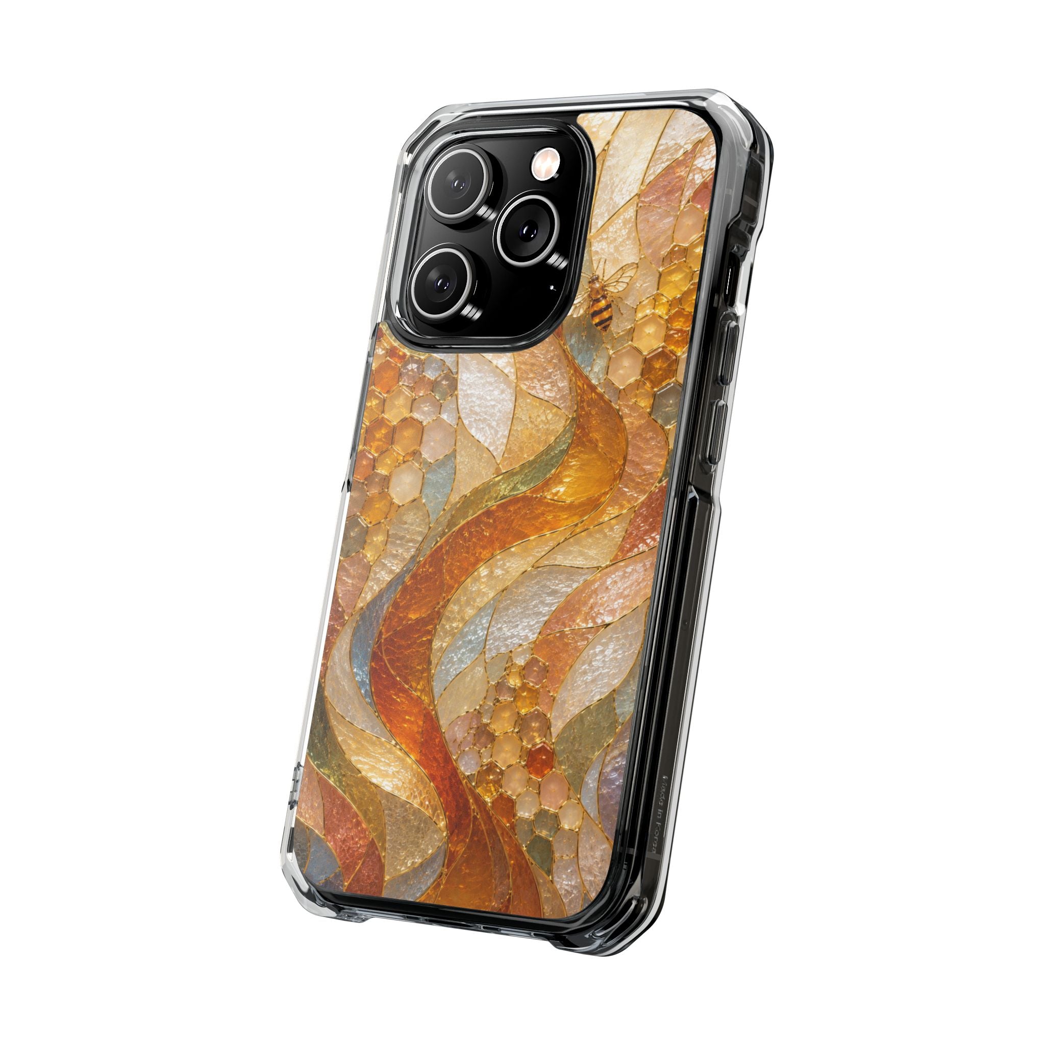 Clear Magnetic Phone Case — Autumn Mosaic Swirl Design