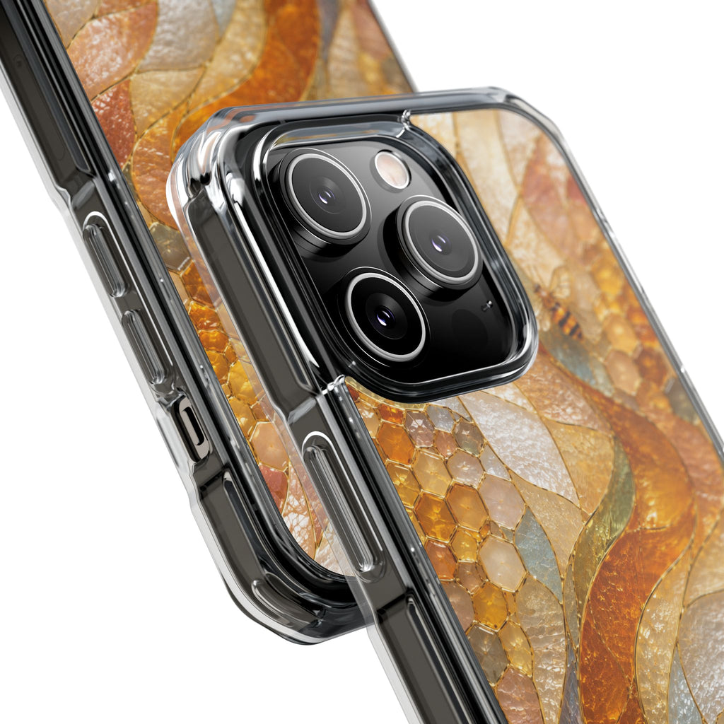 Clear Magnetic Phone Case — Autumn Mosaic Swirl Design