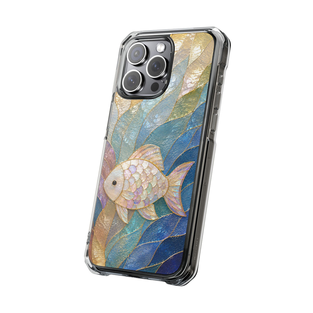 Trust and Know Clear Magnetic Phone Case — Iridescent Fish Mosaic Design
