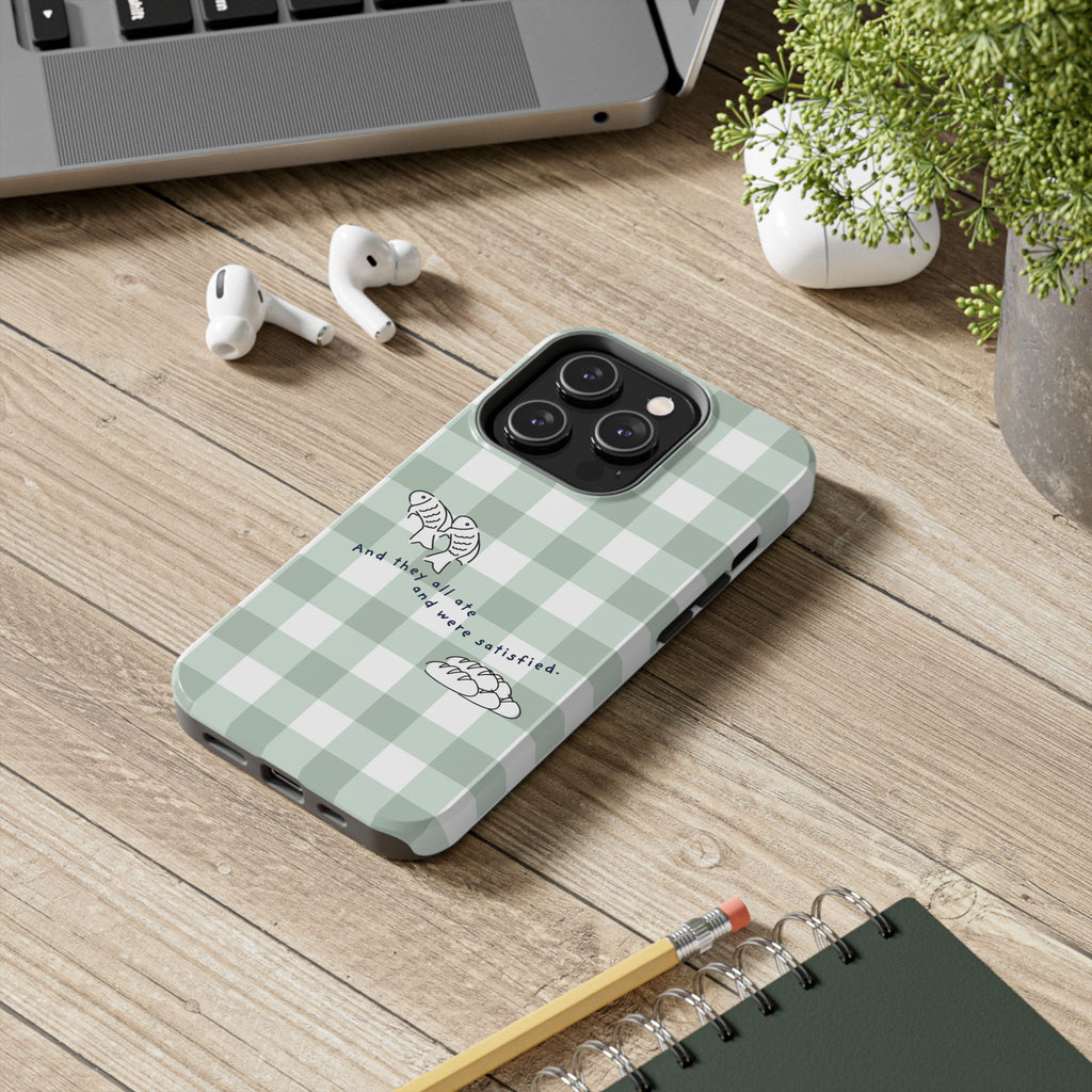 FISH AND LOAVES Gingham Phone Case (Green)