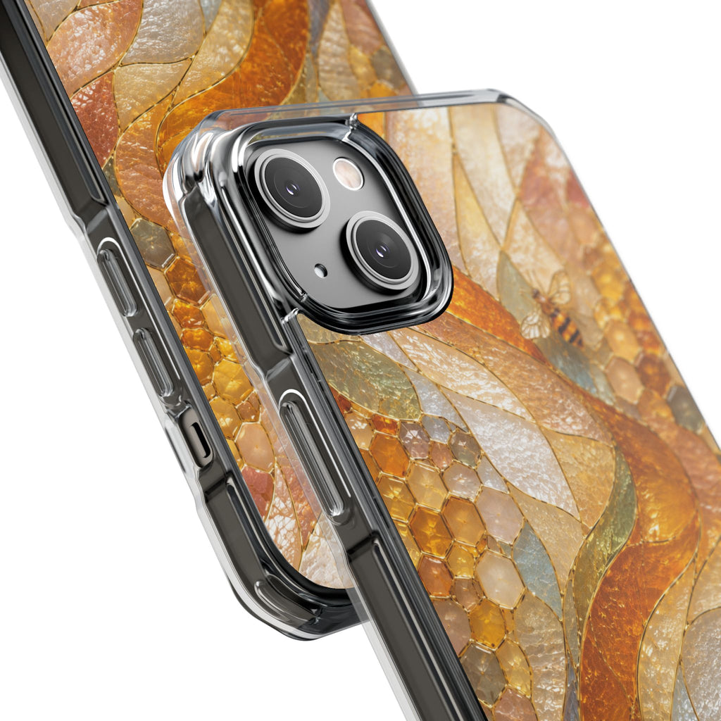 Clear Magnetic Phone Case — Autumn Mosaic Swirl Design