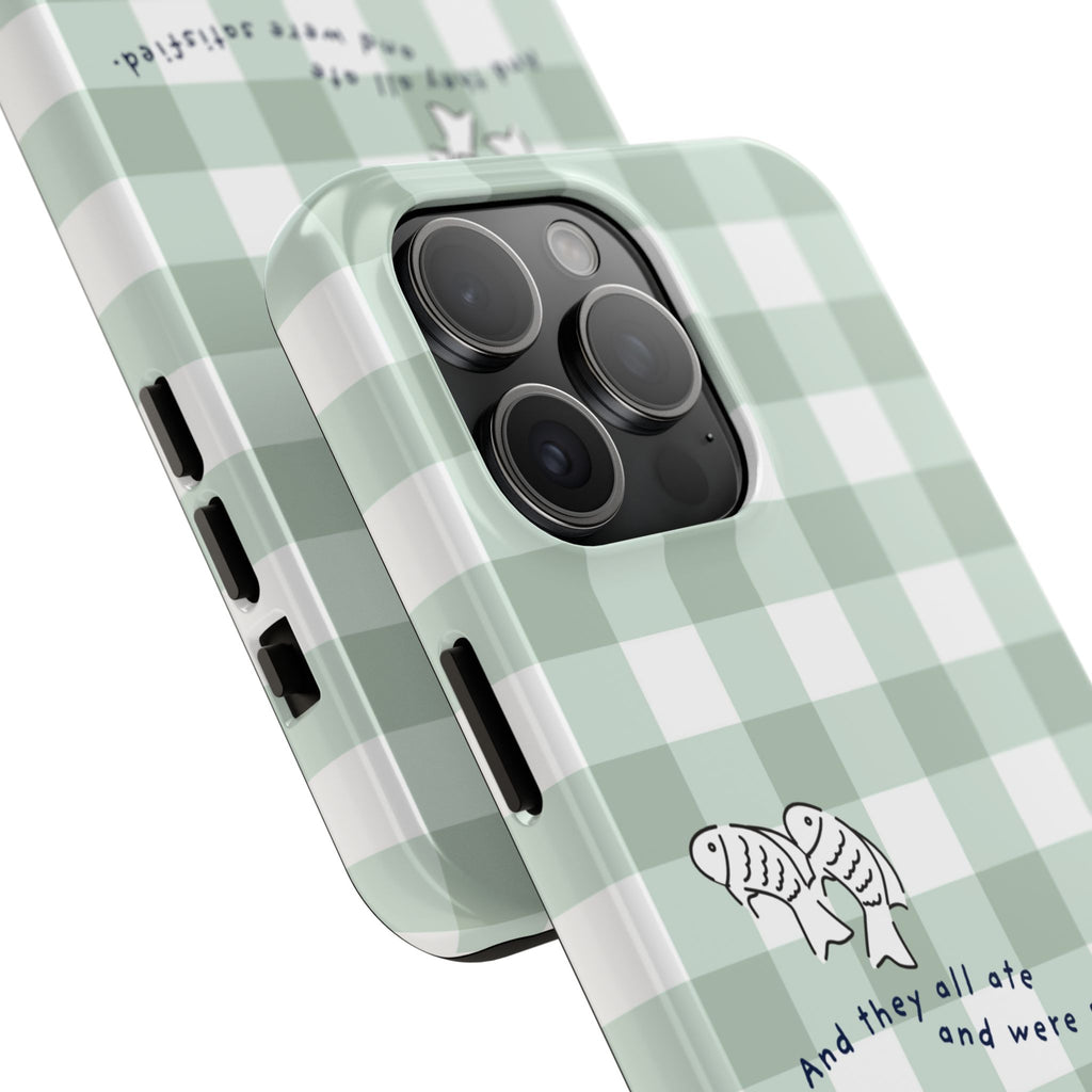 FISH AND LOAVES Gingham Phone Case (Green)