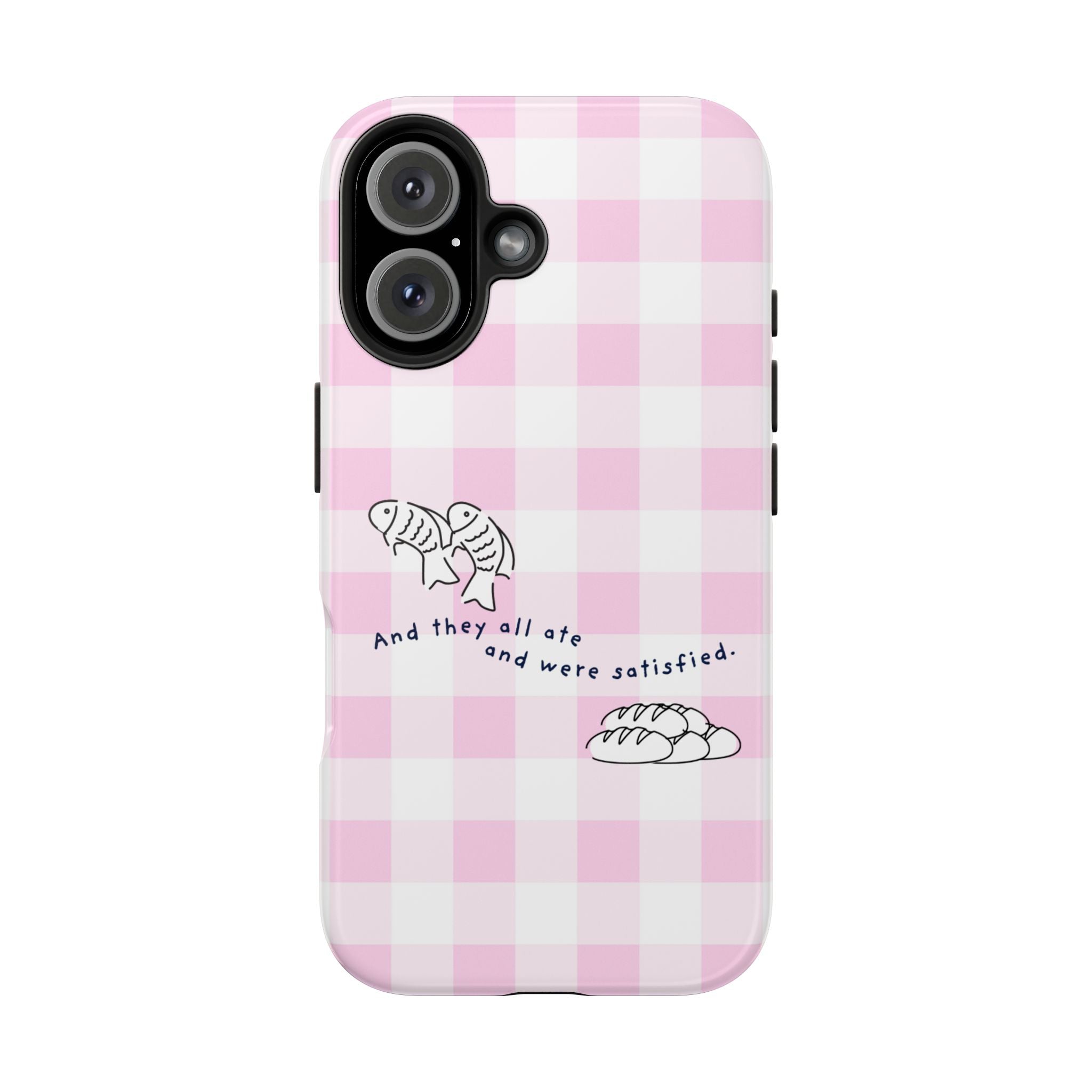 FISH AND LOAVES Gingham Phone Case (Pink)