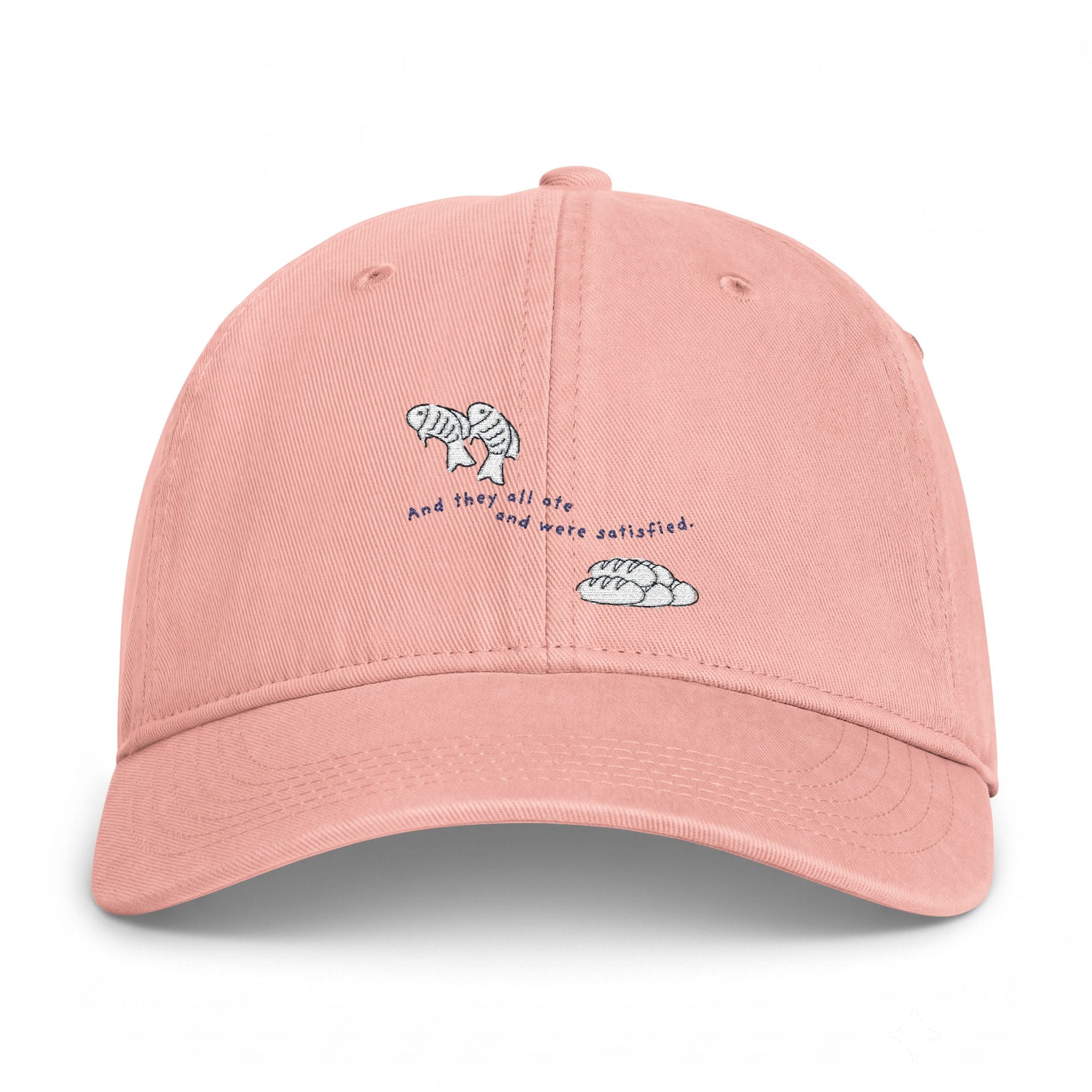 Christian Embroidered Hat | Fish & Loaves Baseball Cap | Matthew 14:20 Faith Hat | Everyday Christian Gift | Butter Yellow Dad Cap