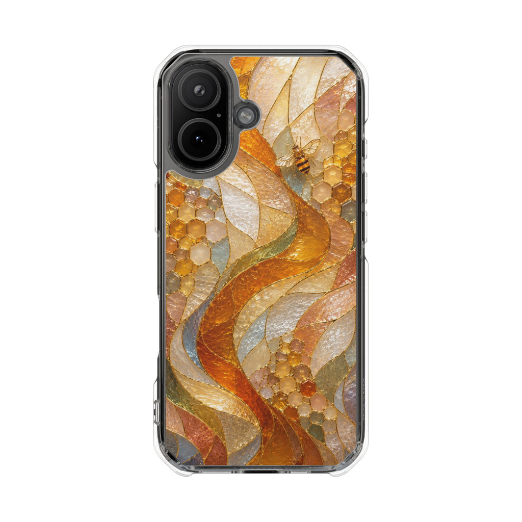 Clear Magnetic Phone Case — Autumn Mosaic Swirl Design