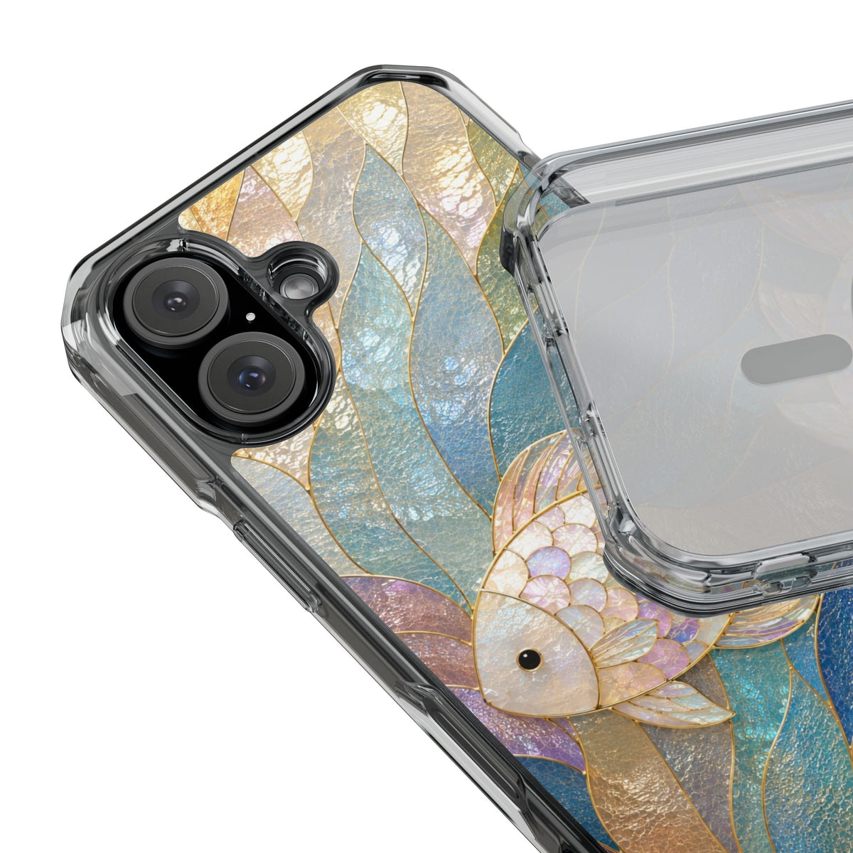 Trust and Know Clear Magnetic Phone Case — Iridescent Fish Mosaic Design
