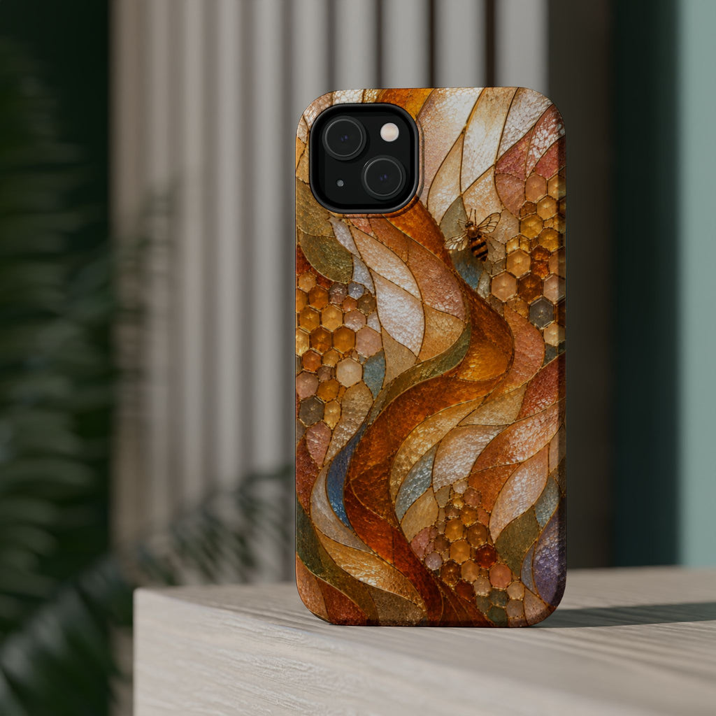 Abstract Amber Mosaic Phone Case — Magnetic Impact-Resistant iPhone Cover