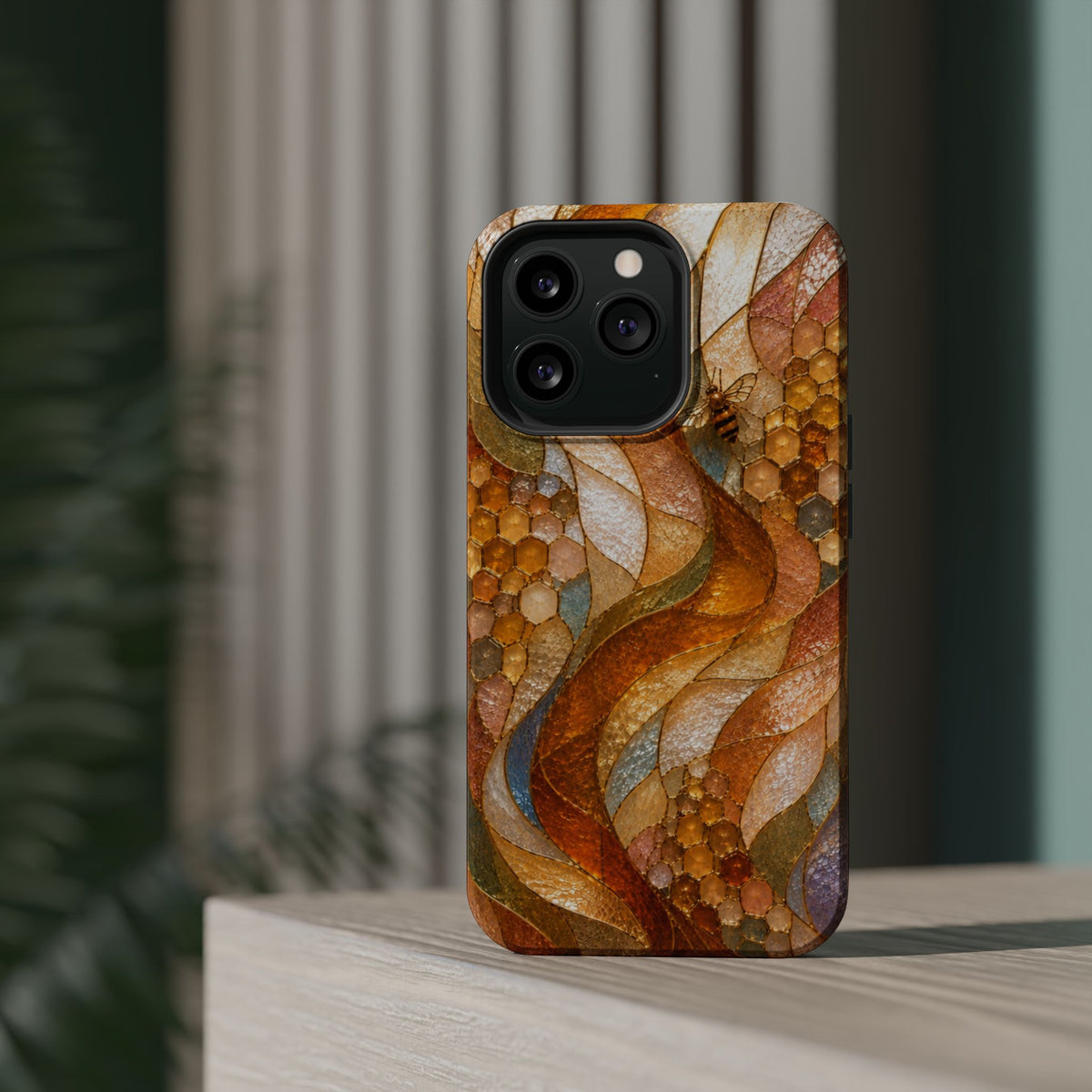 Abstract Amber Mosaic Phone Case — Magnetic Impact-Resistant iPhone Cover
