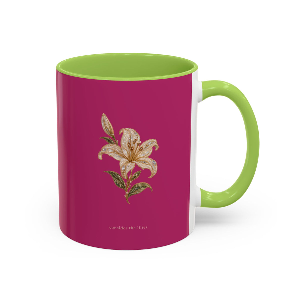 Consider the Lilies Mug — Christian Floral Coffee Mug, 11 oz