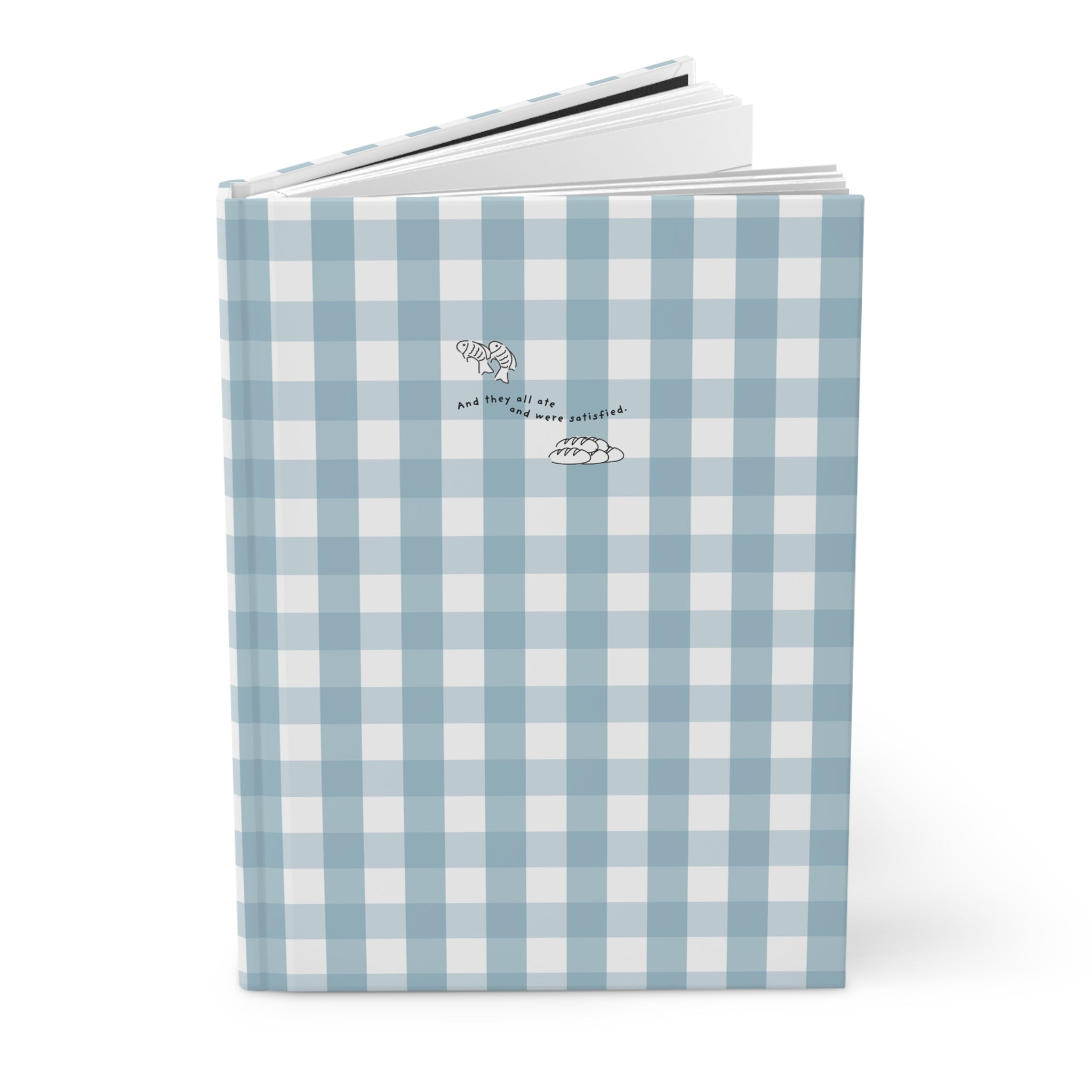 Blue Gingham Christian Journal | Matthew 14:20 Hardcover Notebook | Bible Study Journal | Faith Gift for Women | Prayer Journal | Christian Stationery