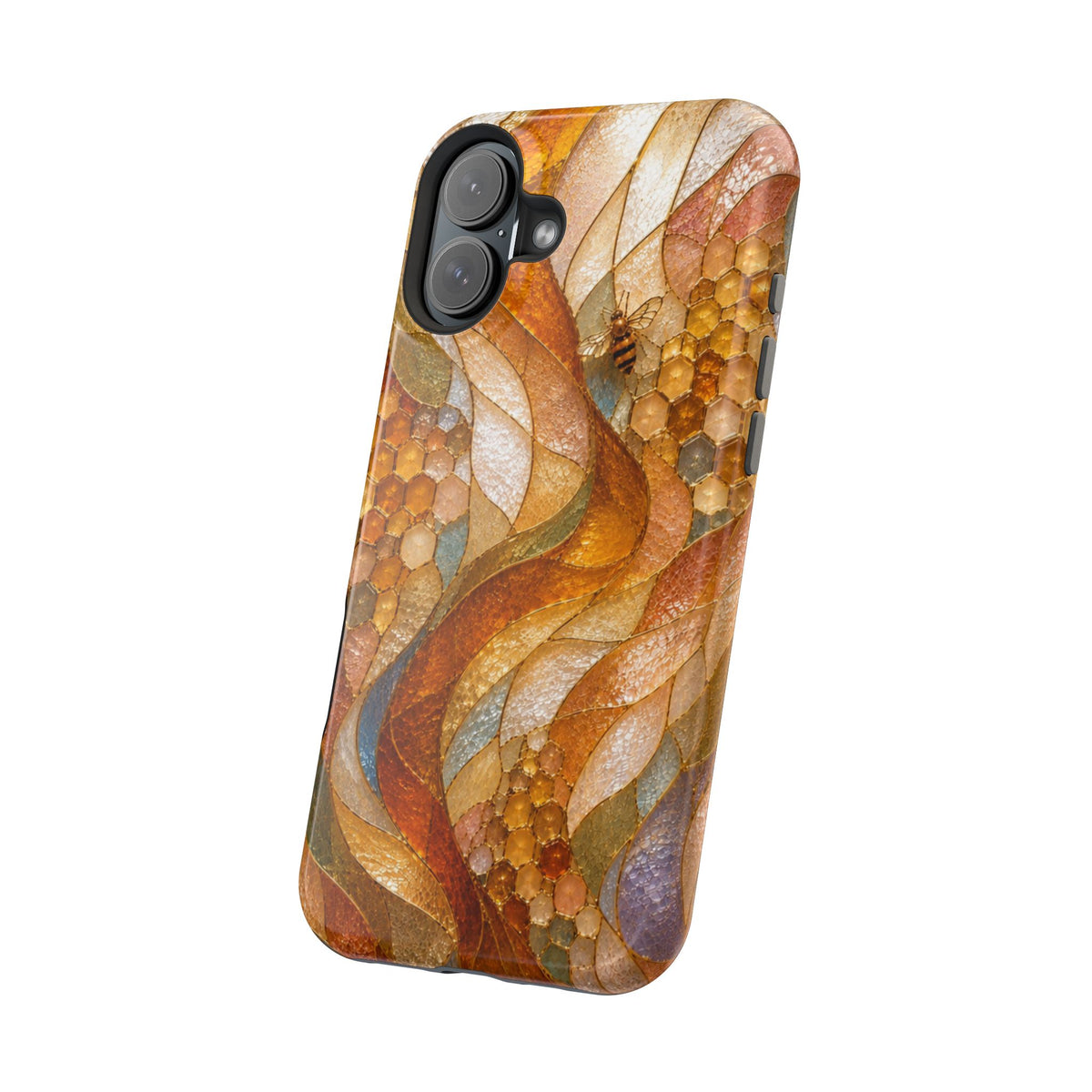 Abstract Amber Mosaic Phone Case — Magnetic Impact-Resistant iPhone Cover