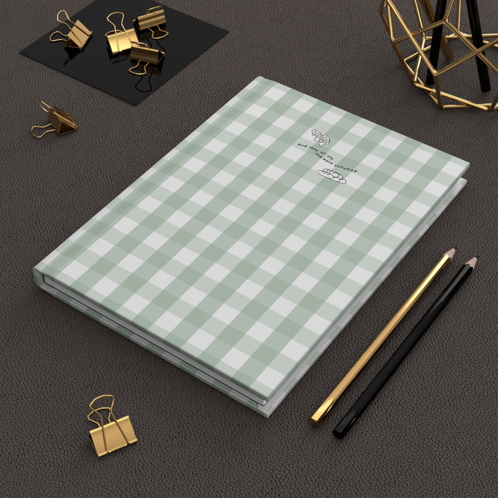 Green Gingham Christian Journal | Matthew 14:20 Hardcover Notebook | Bible Study Journal | Faith Gift for Women | Prayer Journal | Christian Stationery