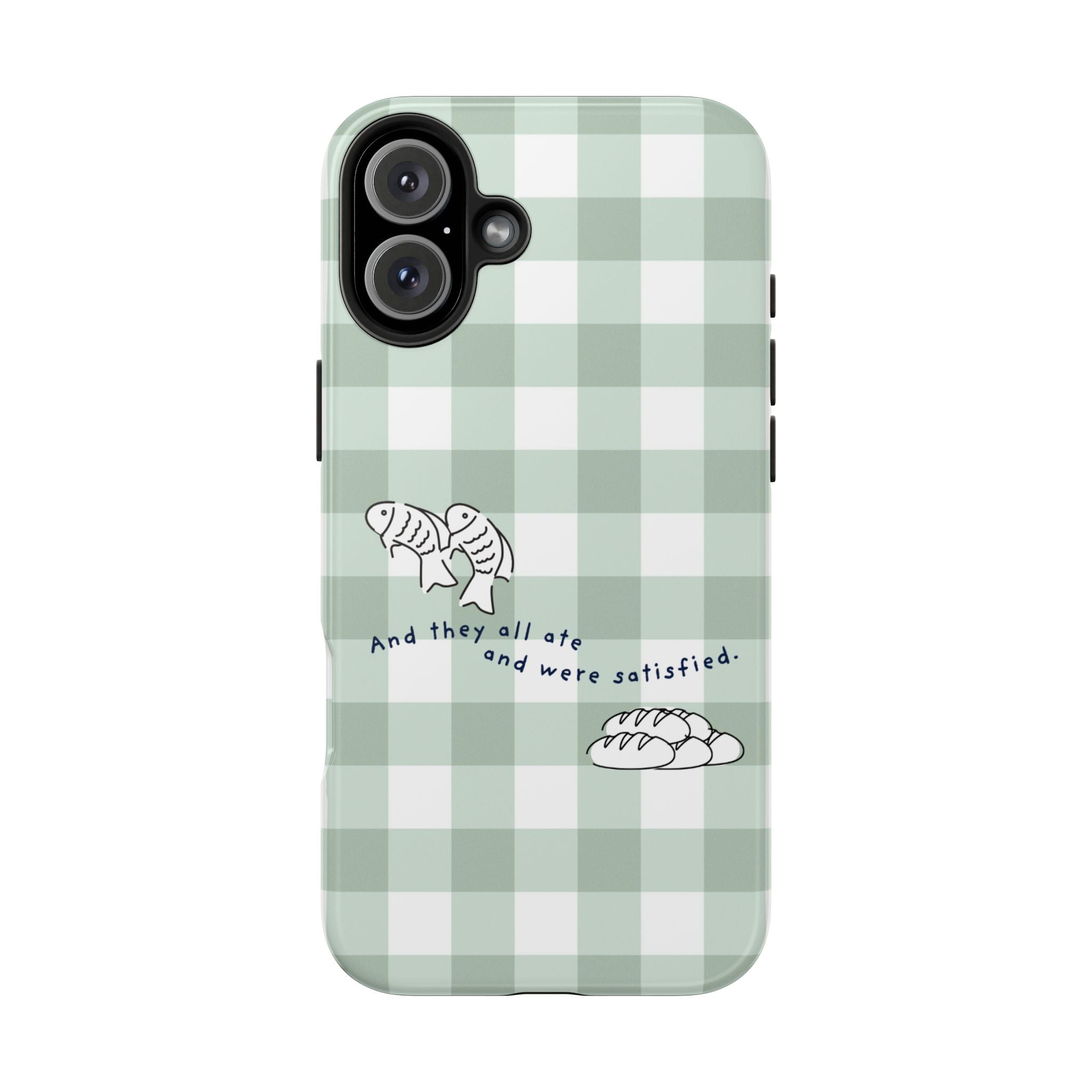 FISH AND LOAVES Gingham Phone Case (Green)