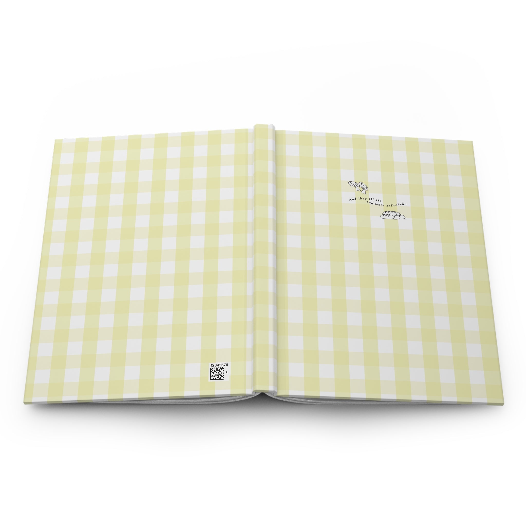 Yellow Gingham Christian Journal | Matthew 14:20 Hardcover Notebook | Bible Study Journal | Faith Gift for Women | Prayer Journal | Christian Stationery