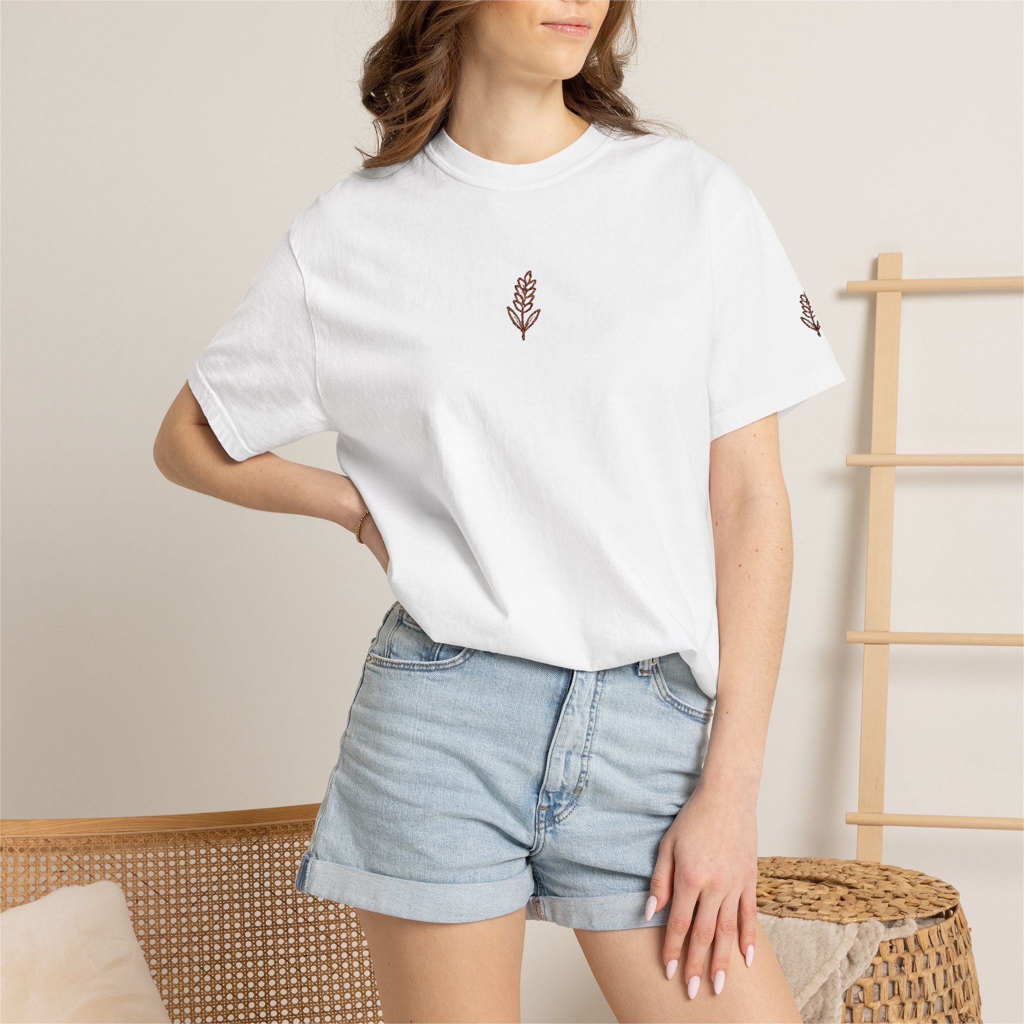 Christian Wheat Embroidered T-Shirt | Fall Comfort Colors Tee | Daily Bread Faith Shirt | Minimal Christian Fall Shirt