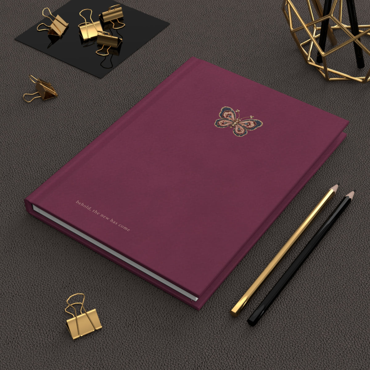 Matte Butterfly Journal, Plum Hardcover Notebook