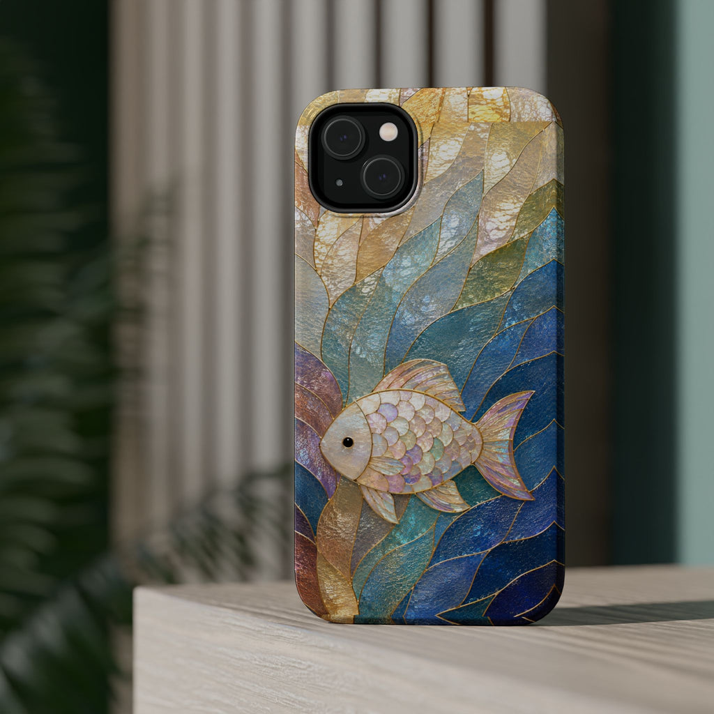 Fish Mosaic Magnetic Phone Case — Impact-Resistant Ocean Art