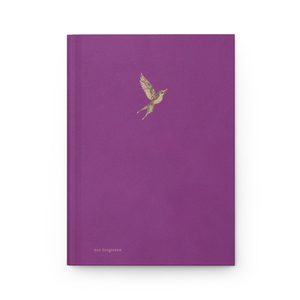 Matte Purple Hardcover Journal with Gold Bird — Matte Notebook for Gratitude, Travel & Daily Notes