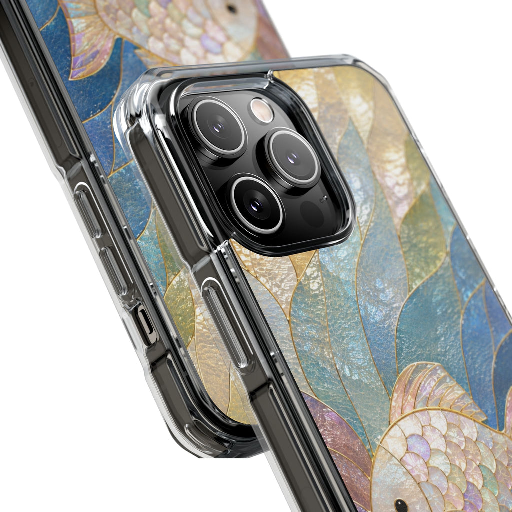 Trust and Know Clear Magnetic Phone Case — Iridescent Fish Mosaic Design