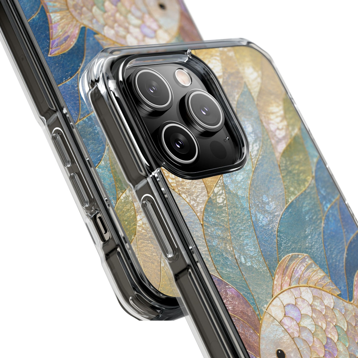 Trust and Know Clear Magnetic Phone Case — Iridescent Fish Mosaic Design