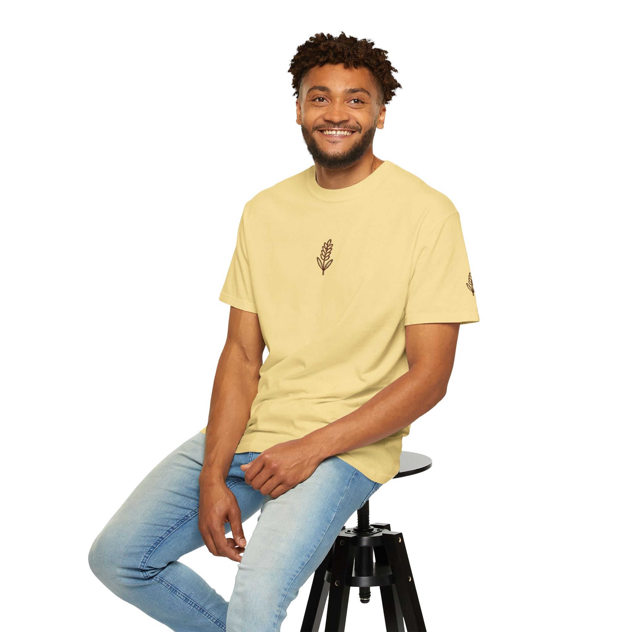 Christian Wheat Embroidered T-Shirt | Fall Comfort Colors Tee | Daily Bread Faith Shirt | Minimal Christian Fall Shirt