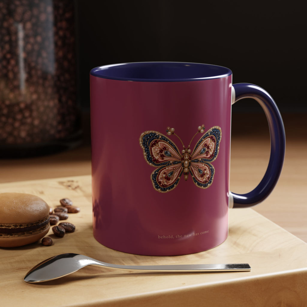 Behold Butterfly Mug — Christian Coffee Mug with Jeweled Butterfly, 11 oz