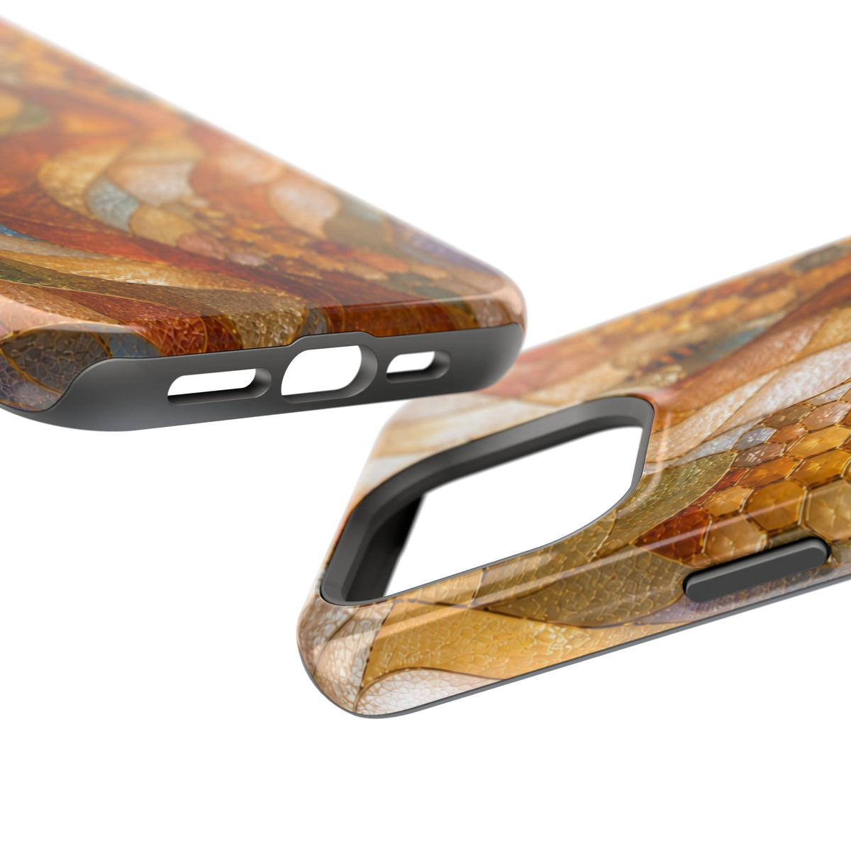 Abstract Amber Mosaic Phone Case — Magnetic Impact-Resistant iPhone Cover