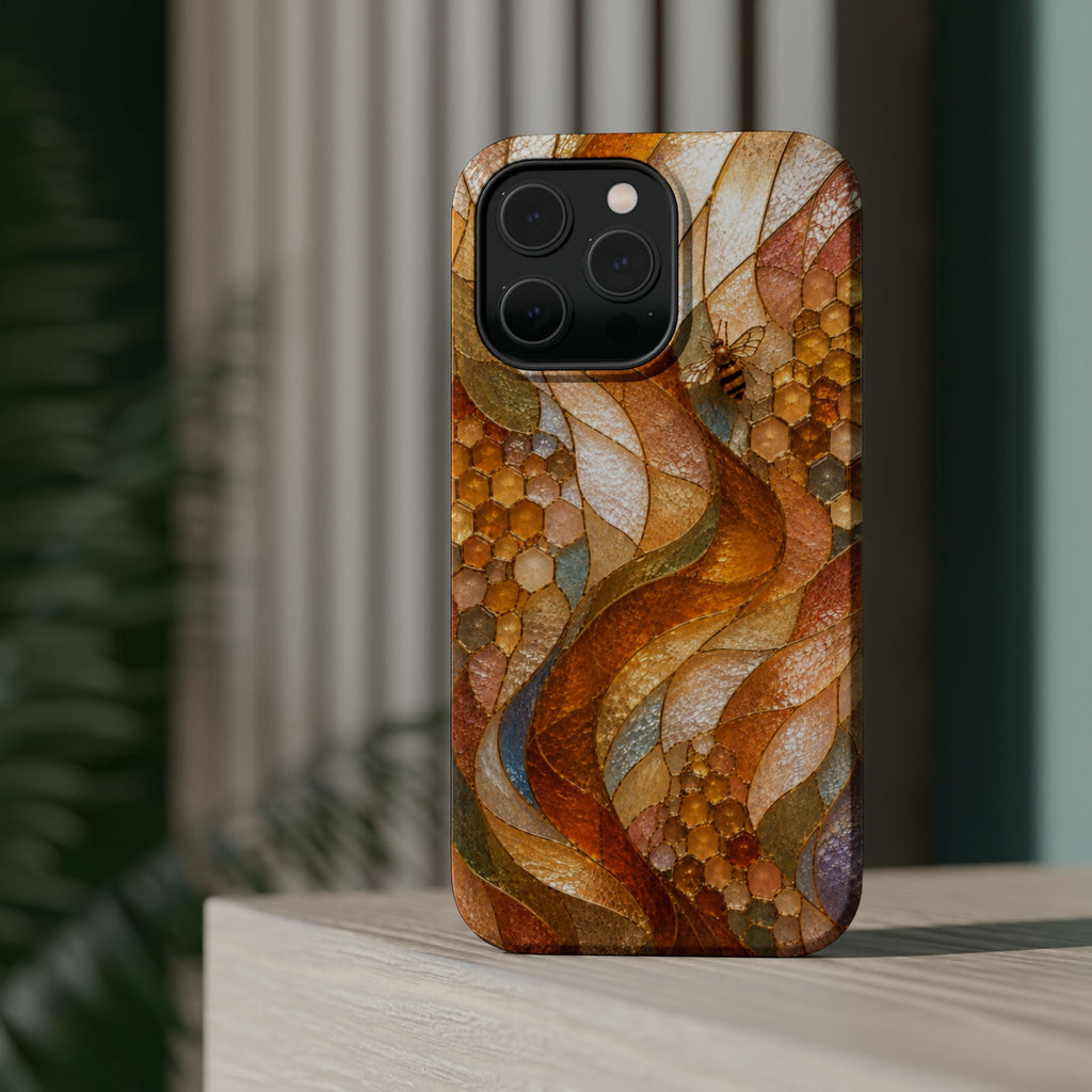 Abstract Amber Mosaic Phone Case — Magnetic Impact-Resistant iPhone Cover