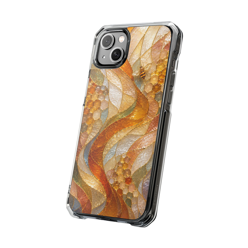 Clear Magnetic Phone Case — Autumn Mosaic Swirl Design