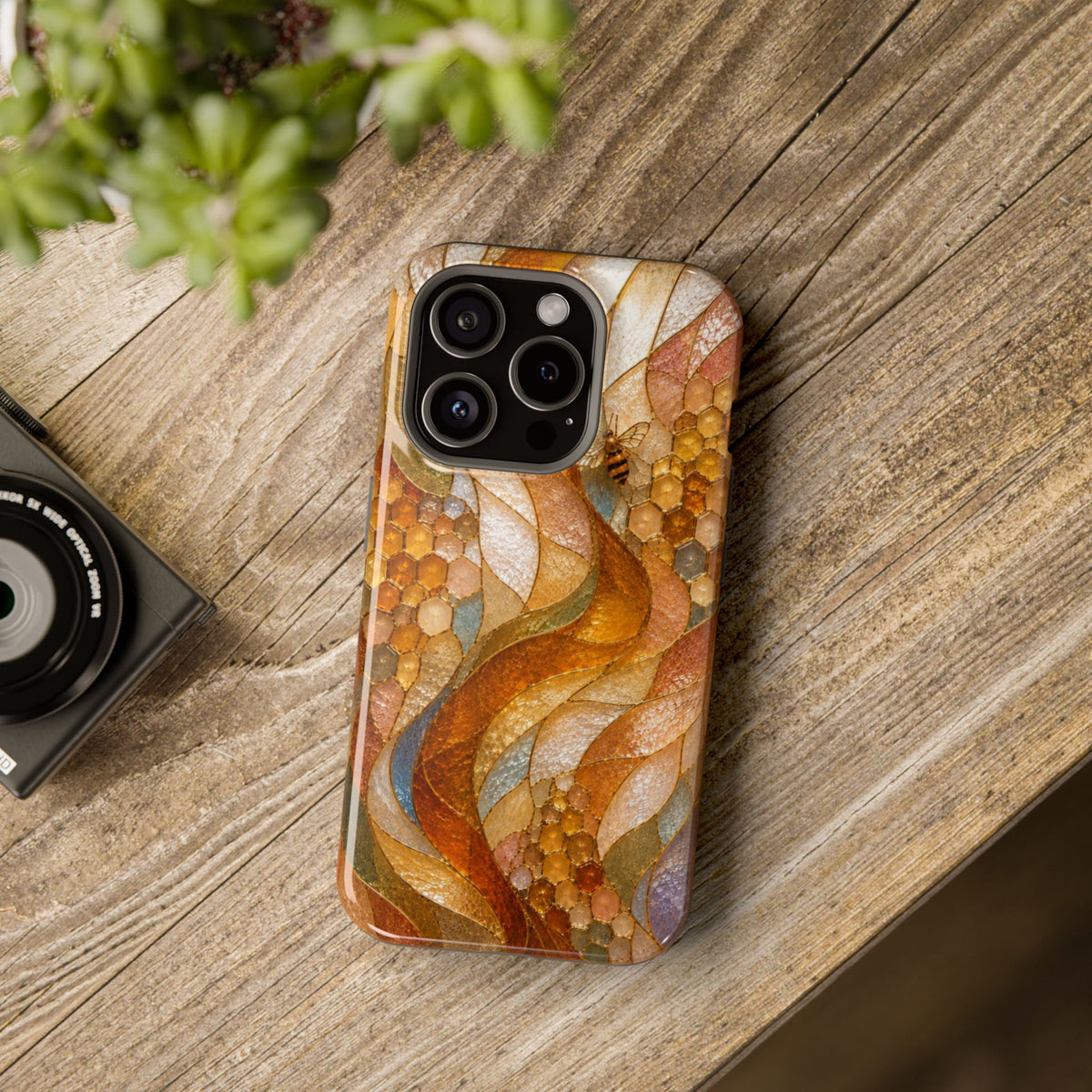 Abstract Amber Mosaic Phone Case — Magnetic Impact-Resistant iPhone Cover