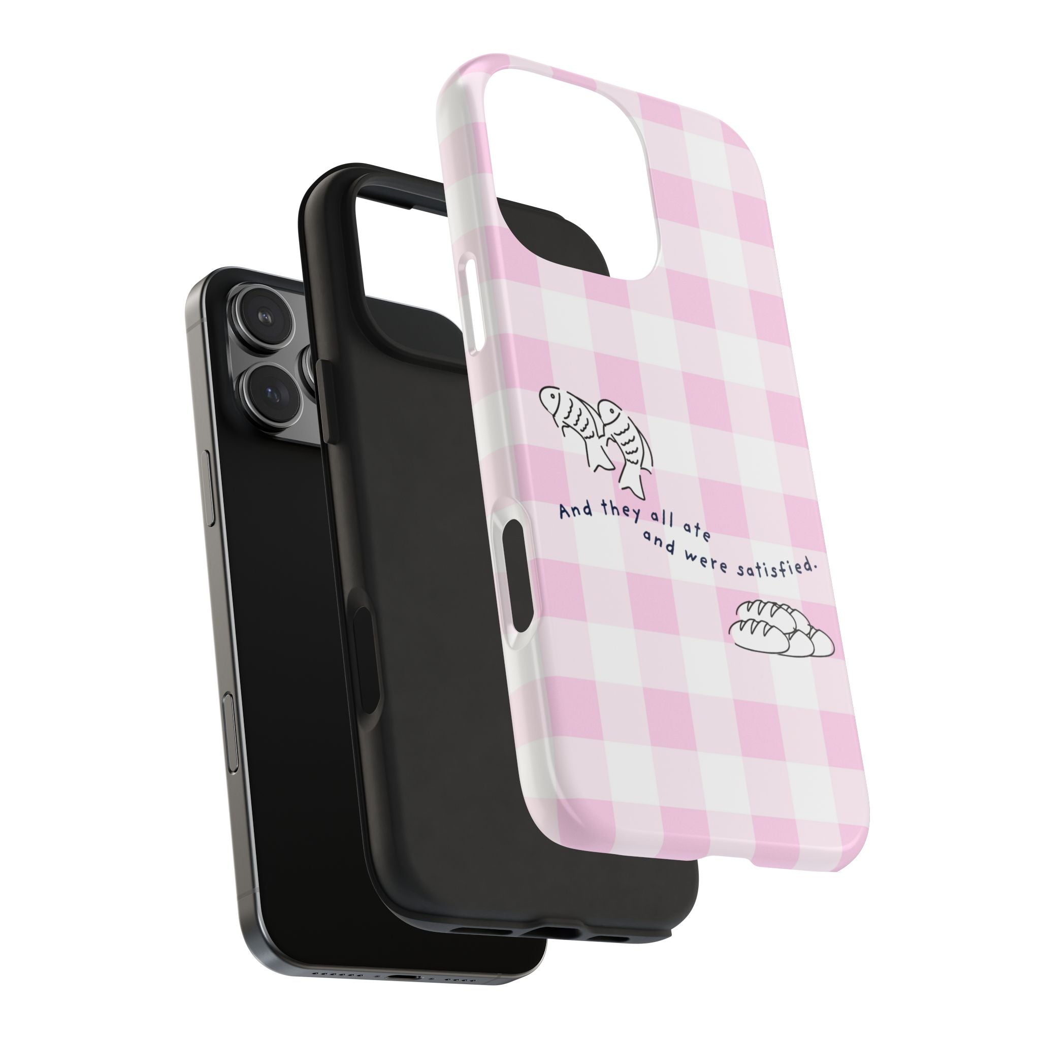 FISH AND LOAVES Gingham Phone Case (Pink)
