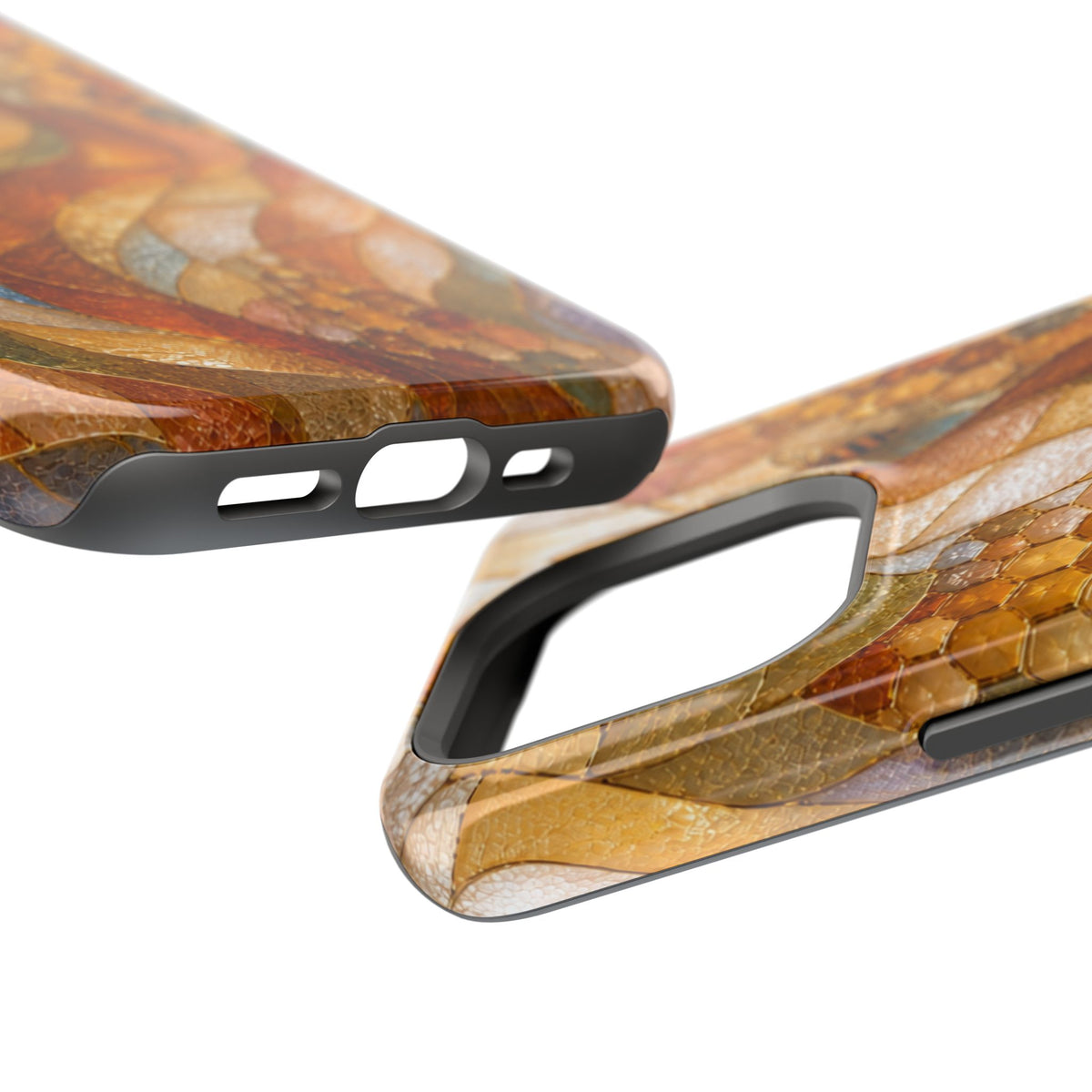 Abstract Amber Mosaic Phone Case — Magnetic Impact-Resistant iPhone Cover