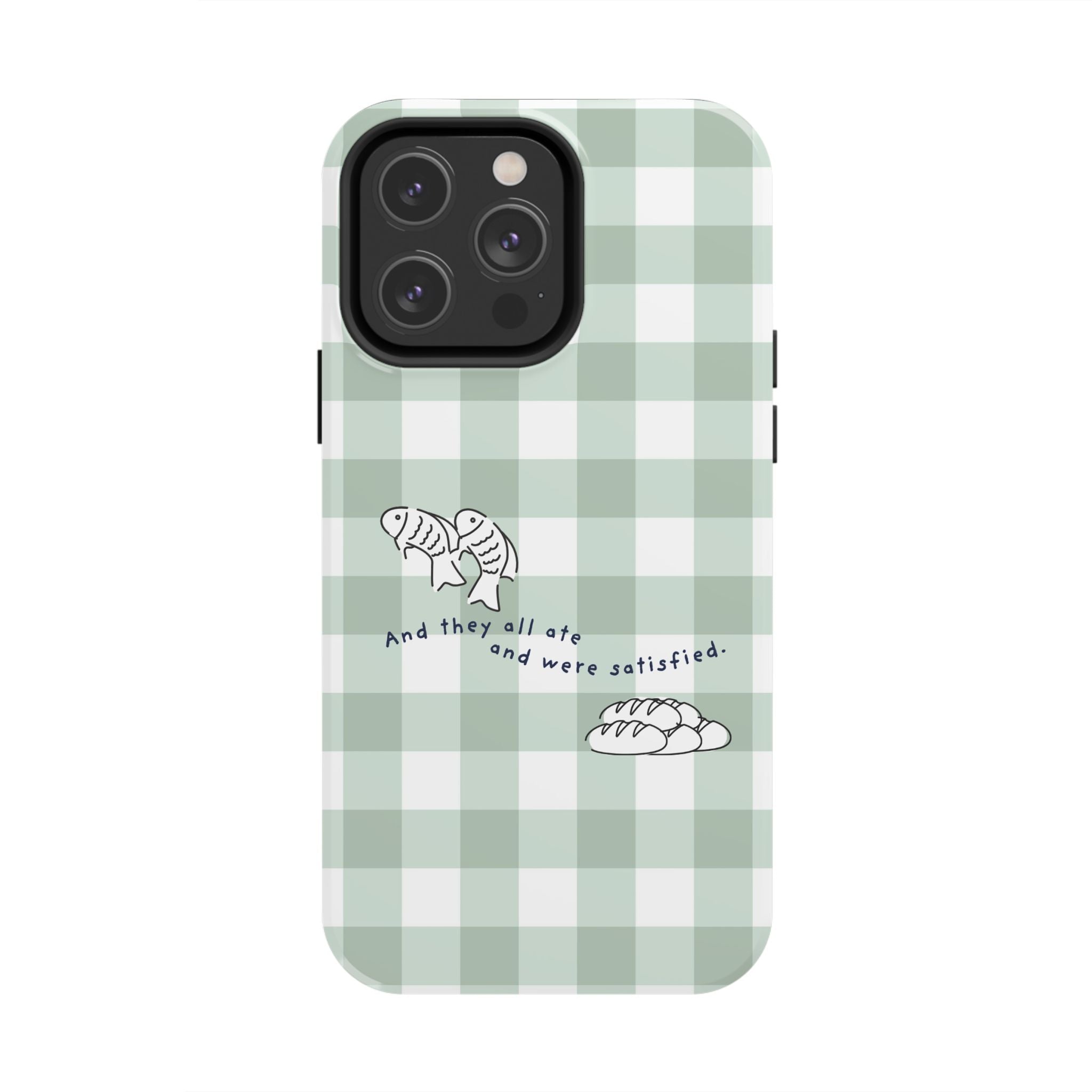 FISH AND LOAVES Gingham Phone Case (Green)