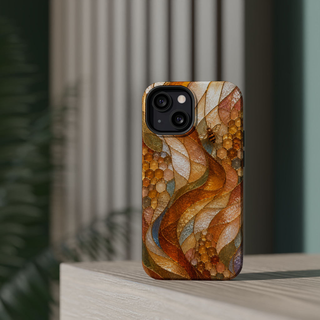Abstract Amber Mosaic Phone Case — Magnetic Impact-Resistant iPhone Cover