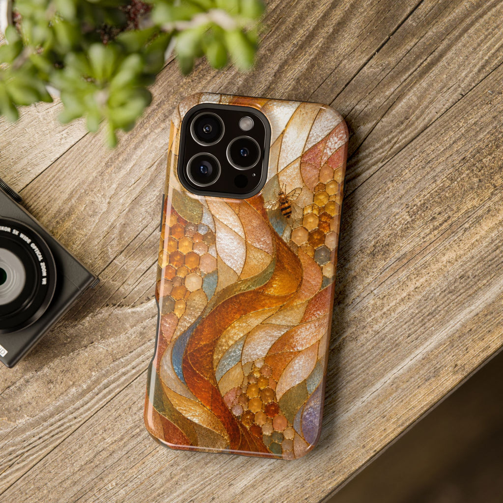 Abstract Amber Mosaic Phone Case — Magnetic Impact-Resistant iPhone Cover