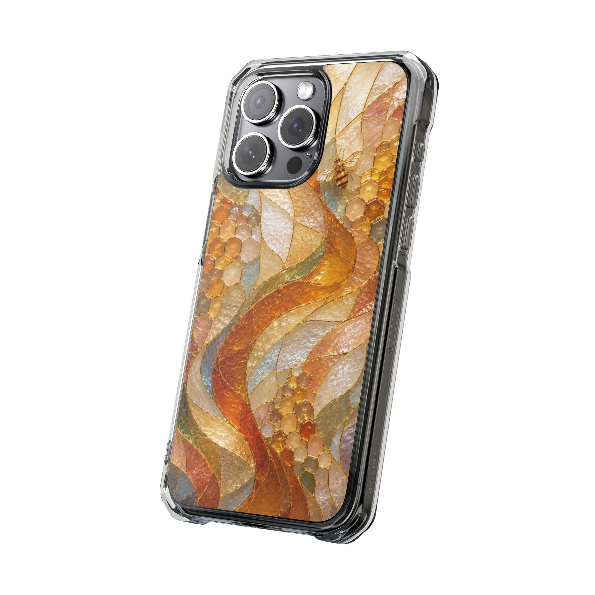 Clear Magnetic Phone Case — Autumn Mosaic Swirl Design
