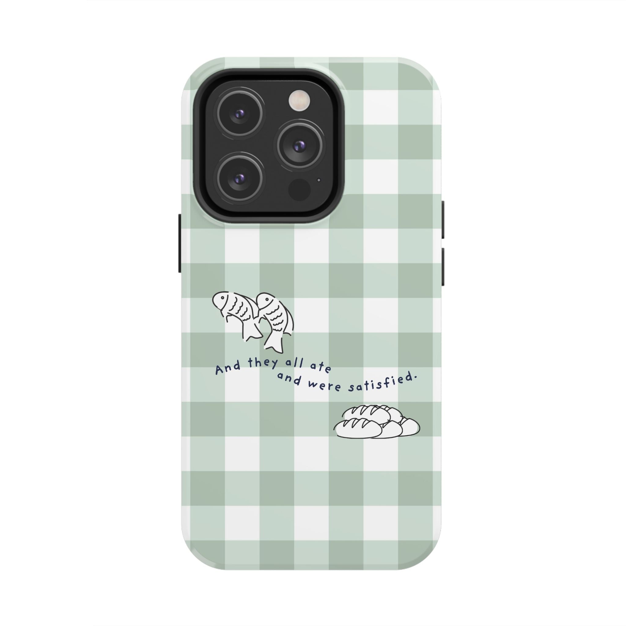 FISH AND LOAVES Gingham Phone Case (Green)