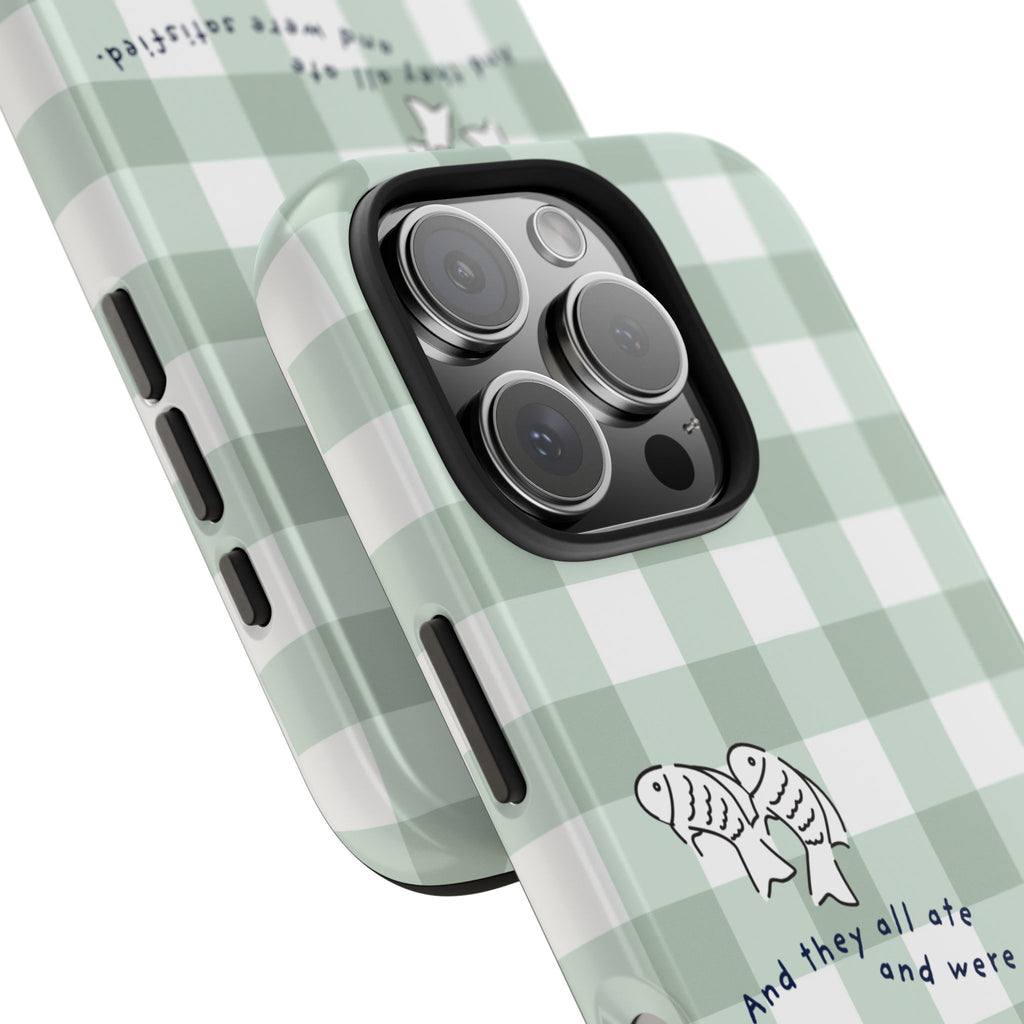 FISH AND LOAVES Gingham Phone Case (Green)