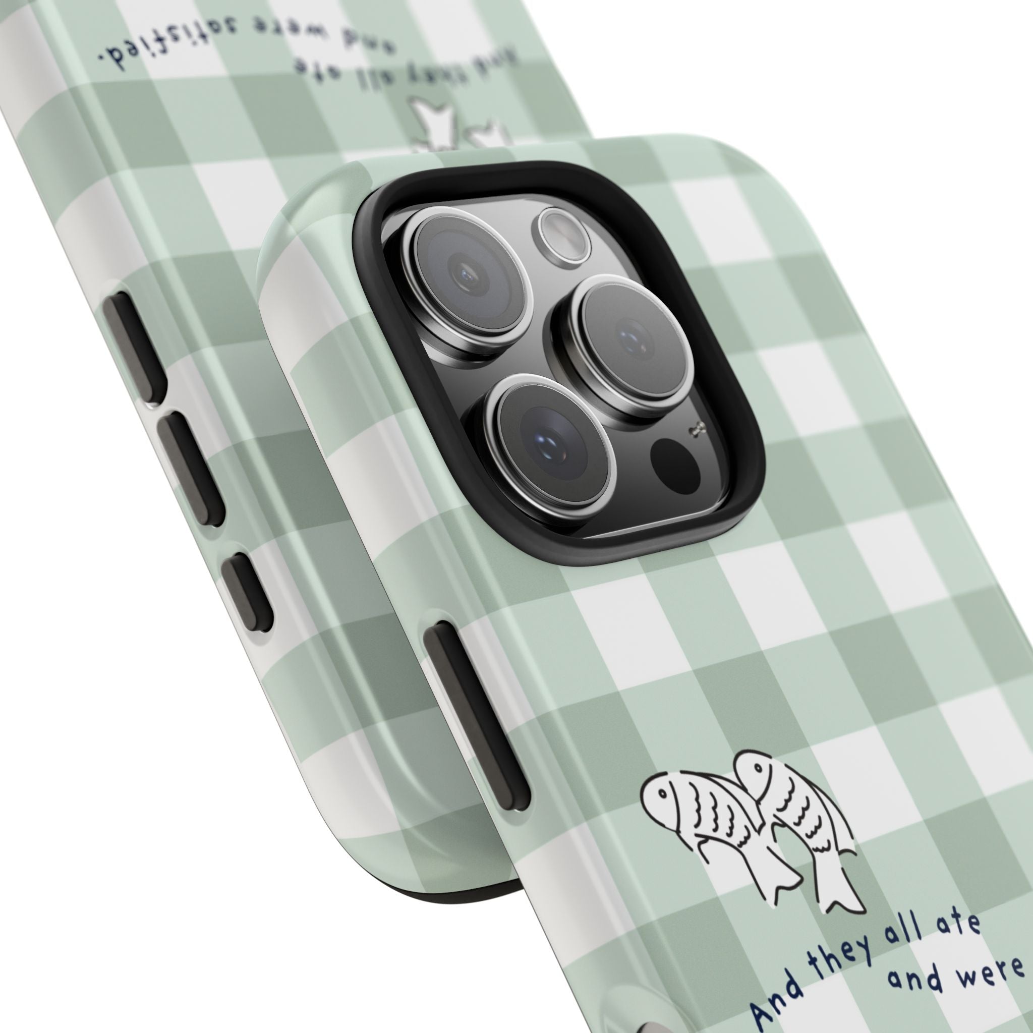 FISH AND LOAVES Gingham Phone Case (Green)