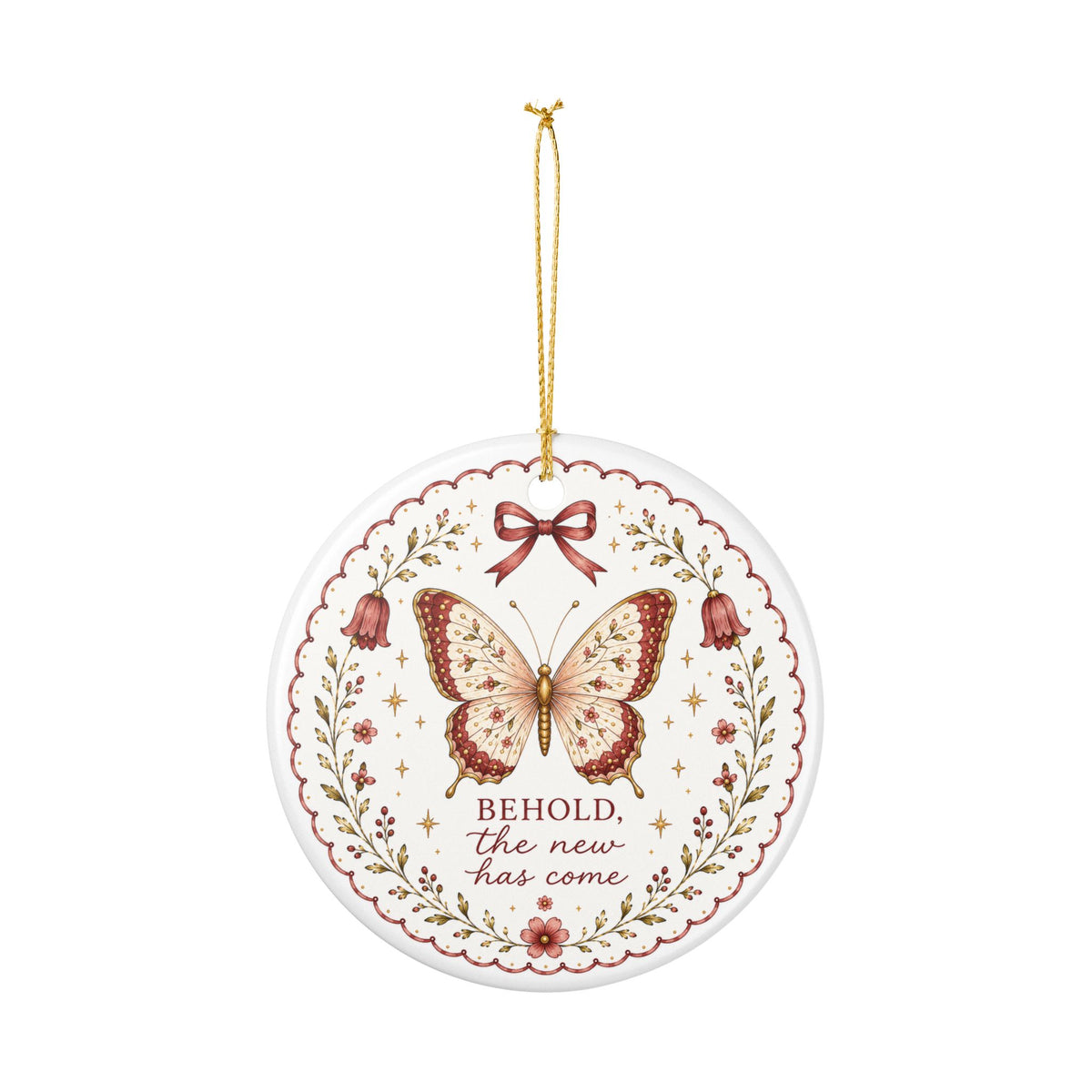 Behold Butterfly Ornament — Christian Christmas Ornament, 2 Corinthians 5:17