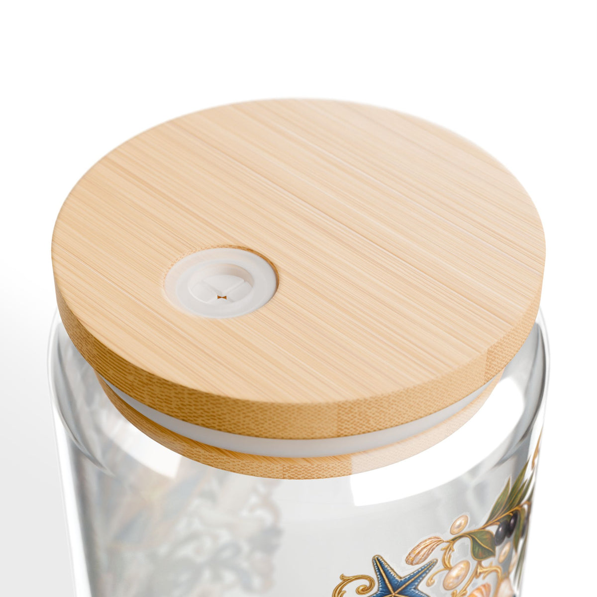 He Calms the Waves 16 oz Glass Tumbler with Bamboo Lid & Straw | Christian Iced Coffee & Matcha Cup