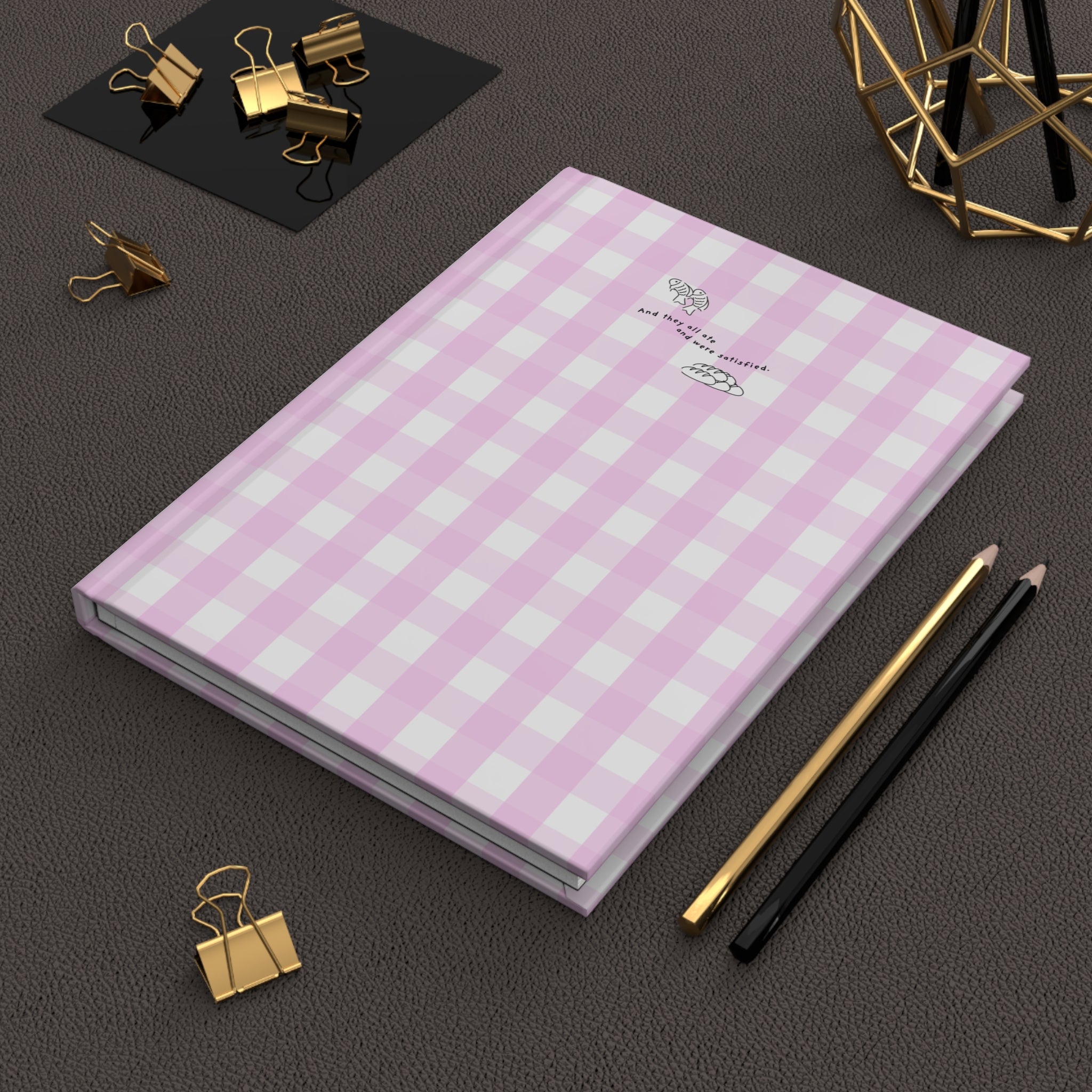 Pink Gingham Christian Journal | Matthew 14:20 Hardcover Notebook | Bible Study Journal | Faith Gift for Women | Prayer Journal | Christian Stationery