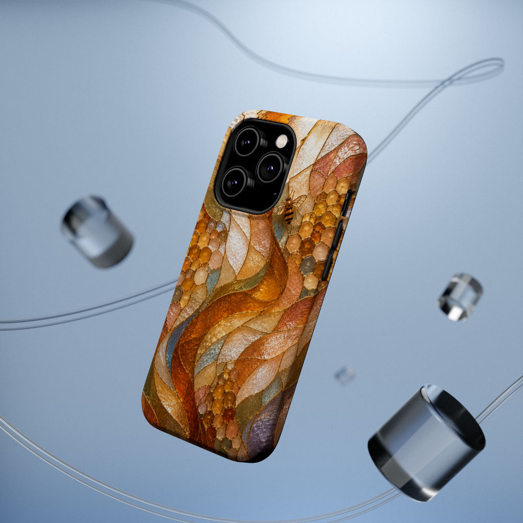 Abstract Amber Mosaic Phone Case — Magnetic Impact-Resistant iPhone Cover